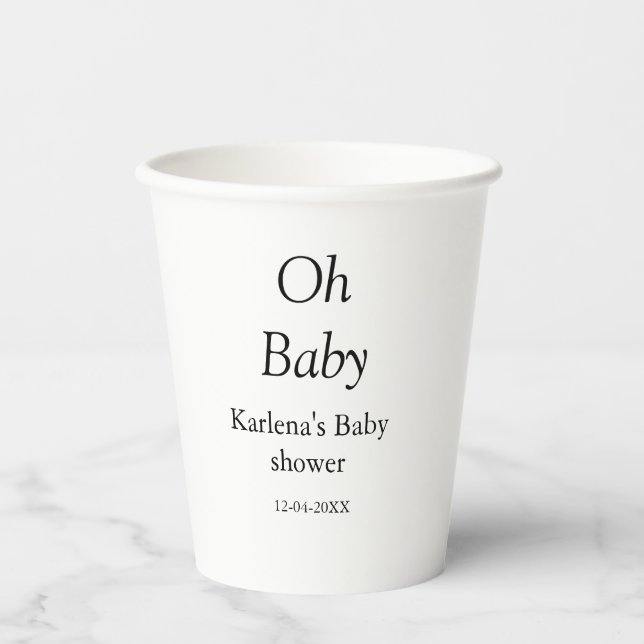 Babynahrung Baby Dusche Datum einfach minimal Pappbecher (Vorderseite)