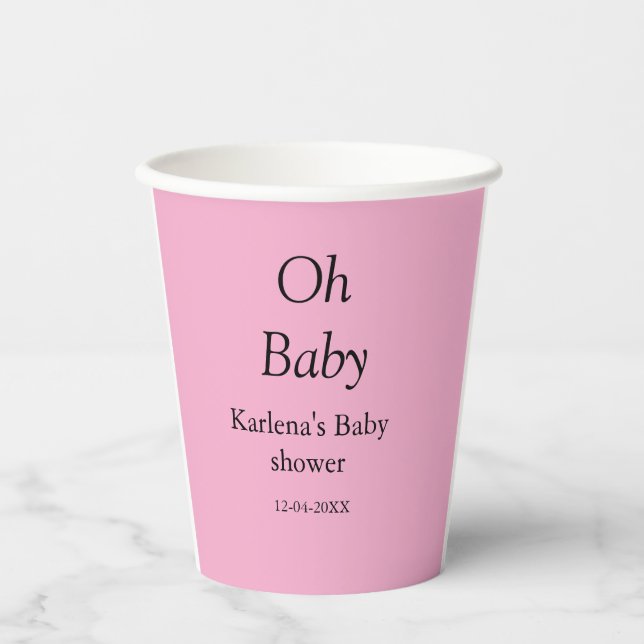 Babynahrung Baby Dusche Datum einfach minimal Pappbecher (Vorderseite)