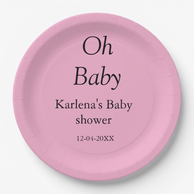 Babynahrung Baby Dusche Datum einfach minimal Pappteller (Vorderseite)