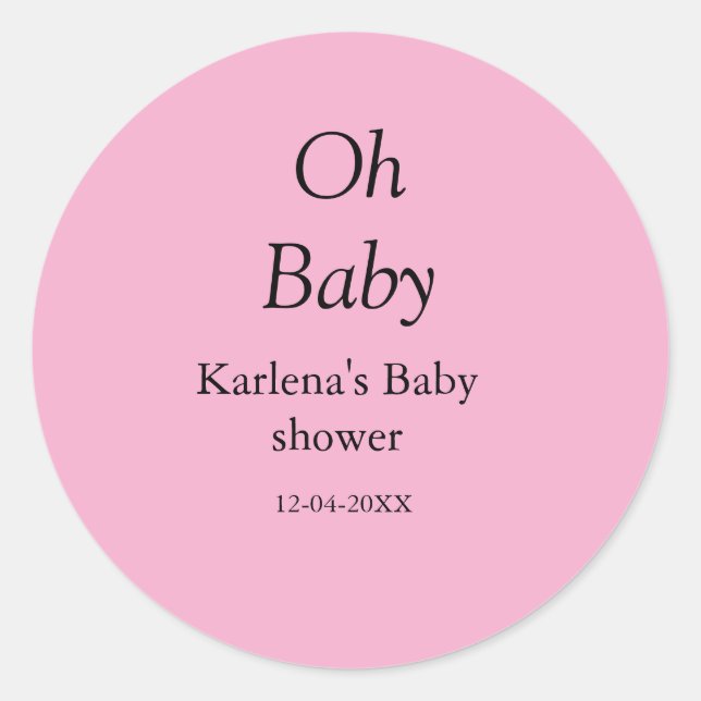 Babynahrung Baby Dusche Datum einfach minimal Runder Aufkleber (Vorderseite)