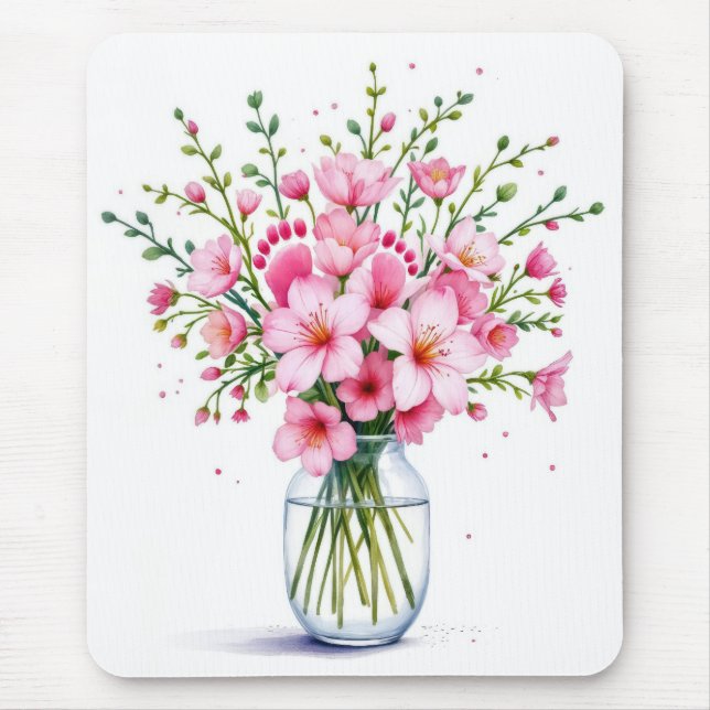 Babynahrung in rosa Blume Mousepad (Vorne)