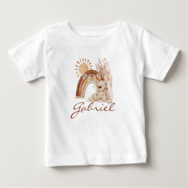 Babyname Boho Teddy Bear Rainbow Baby T-shirt