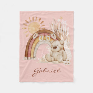Babyname Boho Teddy Bear Rainbow Fleecedecke