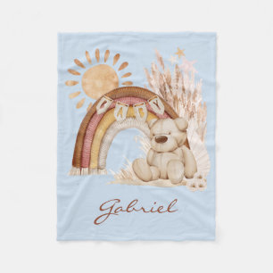 Babyname Boho Teddy Bear Rainbow Fleecedecke