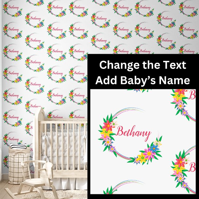 Babyname in Blumenblumen-Circle-Frame hinzufügen Tapete (Von Creator hochgeladen)
