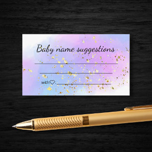 Babyname-Vorschläge Rosa blaue goldene Babydusche Begleitkarte