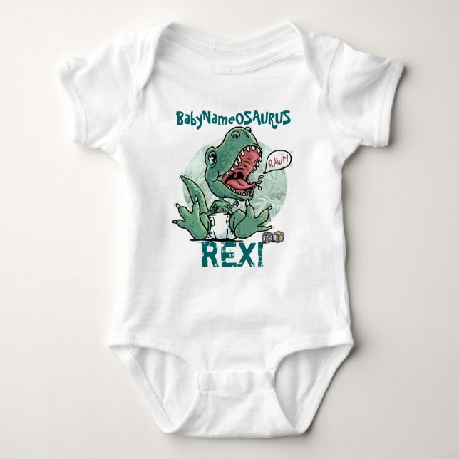 BabyNameosaurus Rex redigieren mit Ihrem Babys Baby Strampler (Vorderseite)