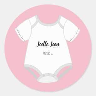 Babyoutfit-Aufkleber mit Baby Name Due Date Girl Runder Aufkleber