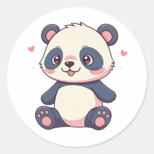 Babypanda im Stil niedlicher Cartoon Runder Aufkleber