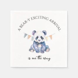 Babypanda in Aquarellfarben mit bunten Flaggen Serviette