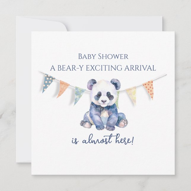 Babypanda mit Wasserfarbe Flaggen Kinderdusche Karte (Vorderseite)