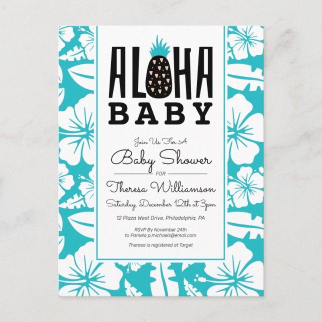 Babyparty | Aloha Welcome Baby Postcard Postkarte (Vorderseite)