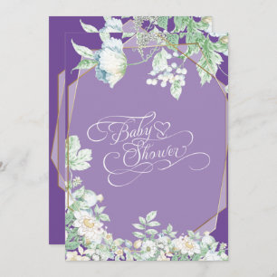 Babyparty   Amethyst Violet Wildblumen Berries Einladung