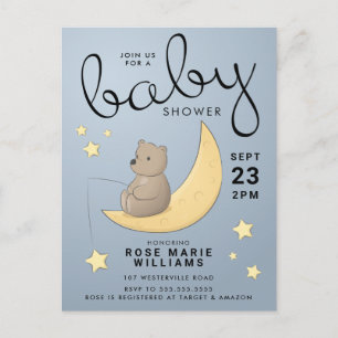 Babyparty   Baby Bear Moon & Stars Postkarte