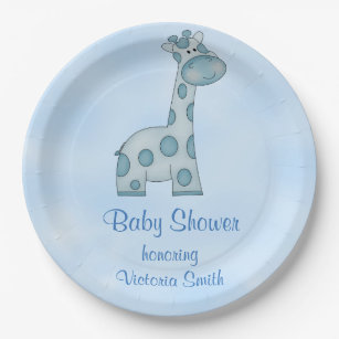 Babyparty-Baby-Blau-Giraffe Pappteller