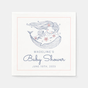 Babyparty   Baby Girl Whale Mermaid Beach Napkin Serviette