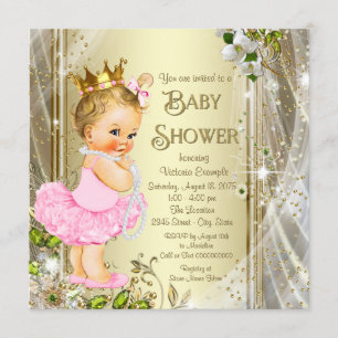 Babyparty Ballettröckchen-Prinzessin-Pink Gold Einladung