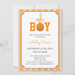Babyparty Basketball Orange Streifen Einladung