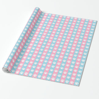 Babyparty - blau und rosa - Tatzen-Druck-Thema Geschenkpapier