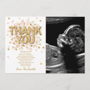 Babyparty danken Ihnen, Confetti-Goldrosamädchen Dankeskarte