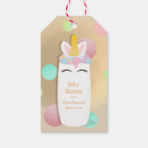 Babyparty der Punkt-Einhorn-Baby-Flaschen-  Geschenkanhänger