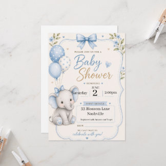 Babyparty-Einladung für Jungen mit Elefantenthema Einladung