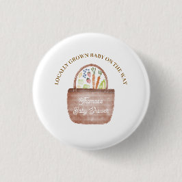 Babyparty-Einladung mit Bauernmarkt-Motiv Button