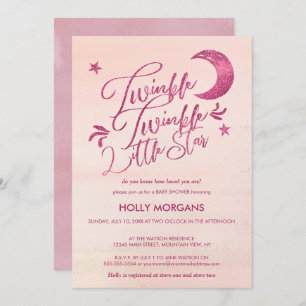 Babyparty-Einladungs-Funkeln-Stern-Rosa Einladung