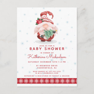 Babyparty   Frohe Weihnachten Kariert Gnome Postka Postkarte