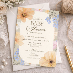 Babyparty, Frühling, Blumen, Sommer, Geschlechtsne Einladung