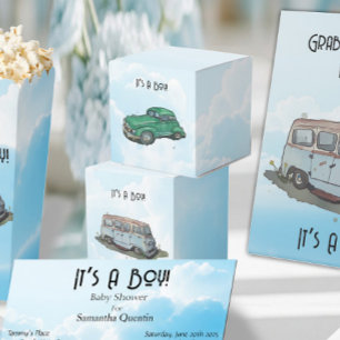 Babyparty für einen Jungen, Van und Limousine Geschenkschachtel