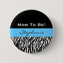 Babyparty für Jungemodernen Zebra-Druck Button