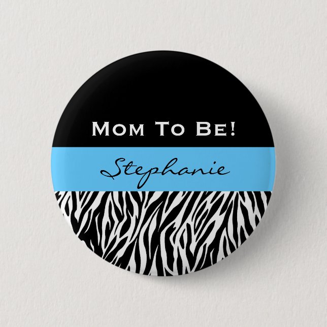 Babyparty für Jungemodernen Zebra-Druck Button (Vorderseite)