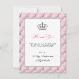 Babyparty-Geburtstags-Rosa Prinzessin-Thank You Dankeskarte