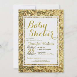 Babyparty | Gold-Sequenzen Einladung