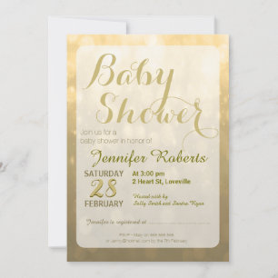 Babyparty Golden Bokeh Lights Einladung
