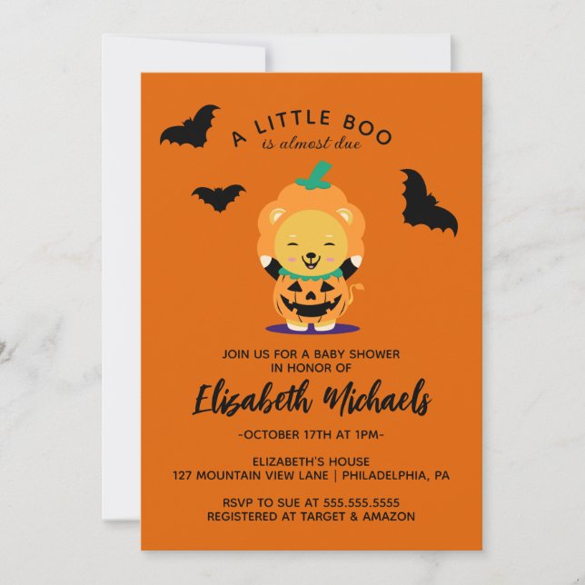 Babyparty | Halloween Niedlich Lil' Pumpkin Mitteilungskarte (Vorderseite)