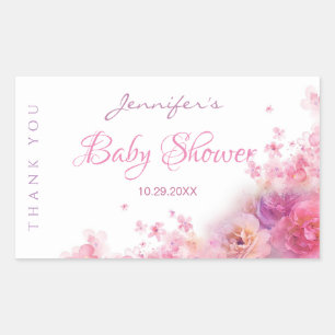 Babyparty-Handskript-Text-elegantes Aquarell Rechteckiger Aufkleber