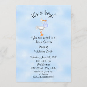 Babyparty ist es ein Jungen-Baby-Storch Einladung