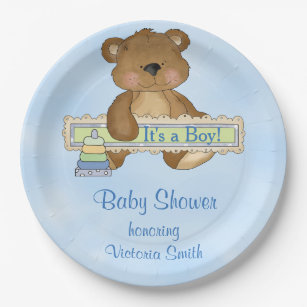 Babyparty ist es ein Jungen-Teddybär Pappteller