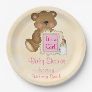 Babyparty ist es ein Mädchen-Teddybär Pappteller