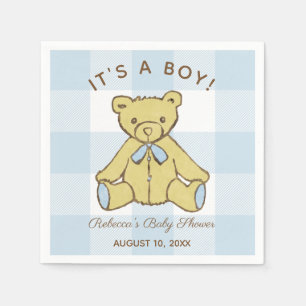 Babyparty-Jungen-Bär mit Namen und Datum Serviette