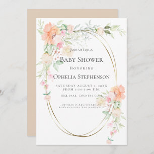 Babyparty   Korallenwasser-Blume Einladung