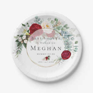 Babyparty   Lebhafte Red Peony Bouquet Pappteller