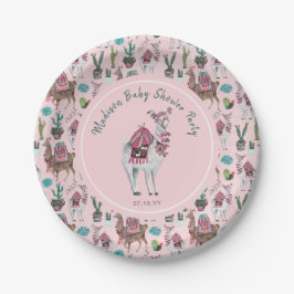 Babyparty | Llama Pink | Papierplatte Party Pappteller