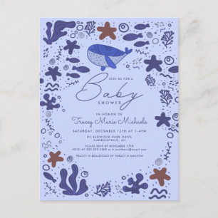 Babyparty Niedlicher Doodle Whale Postkarte