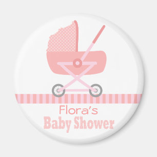 Babyparty: Niedlicher rosa Baby Stroller/Pram Magnet