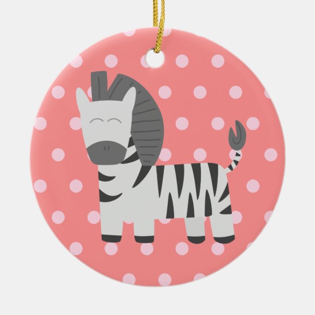 Babyparty: Niedlicher Zebra mit rosa Polkapunkten Keramik Ornament (Vorne)
