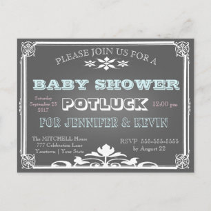 Babyparty   POTLUCK   Kopfbrett Einladungspostkarte