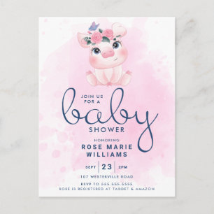 Babyparty   Rainbow Watercolor Pig Postkarte